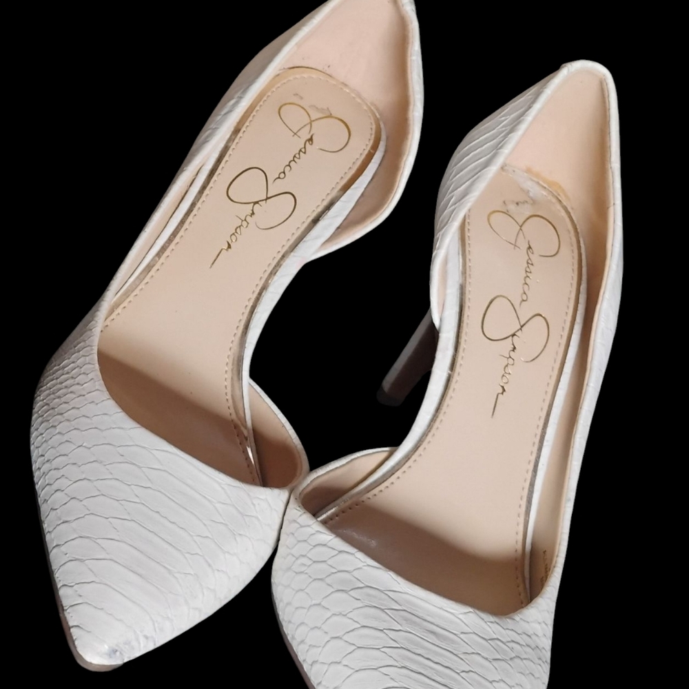 White Textured Pumps Jessica Simpson